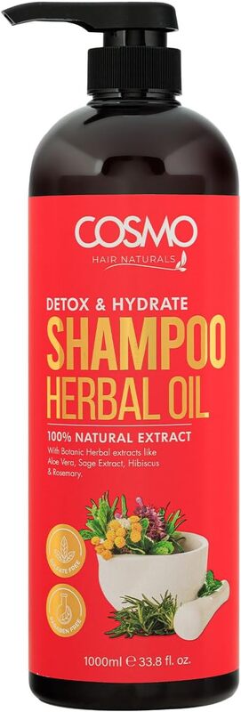 Cosmo Detox and Hydrate Herbal Oil Shampoo 1000ml, 33.8 fl.oz, For Men & Women